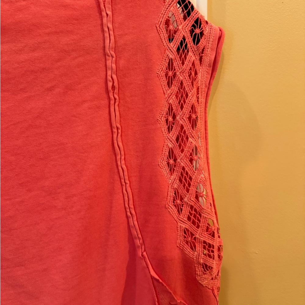 Free People Table For Two Bright Coral Top *NEW WITHOUT TAGS* - Picture 12 of 15